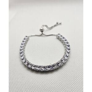 925 Silver Plated Tennis Bracelet Made With Swarovski Crystals New
